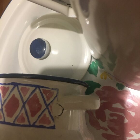 Giverny Enameled Metal Hostess Set, Cottage Chic Vintage Kitchen, Monet Impressi - Picture 9 of 10